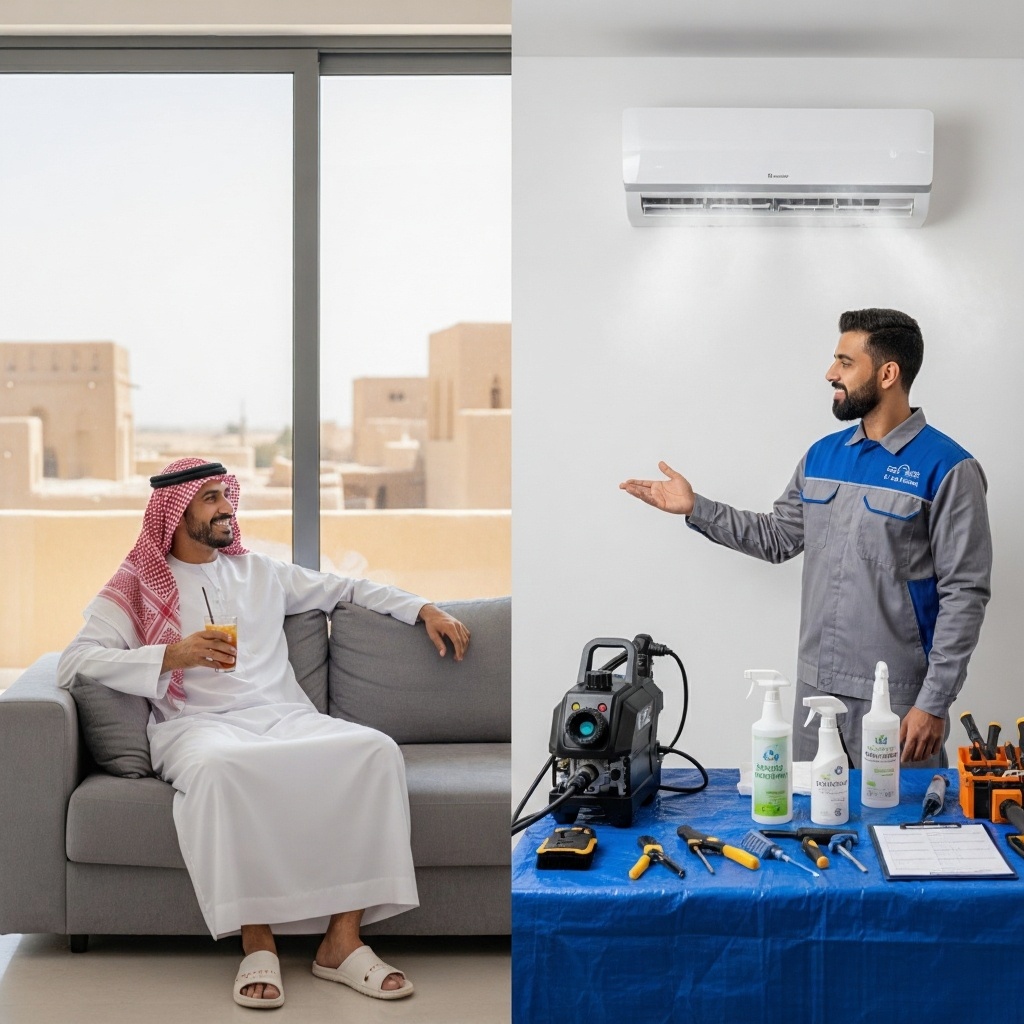 منهجيتنا الاحترافية في تنظيف مكيفات تبوك