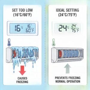  تشغيل المكيف على درجة حرارة منخفضة جدًا