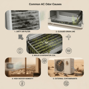 الأسباب الـ 5 الأكثر شيوعاً لرائحة العفن من المكيف (ترتيب من الأكثر للأقل)