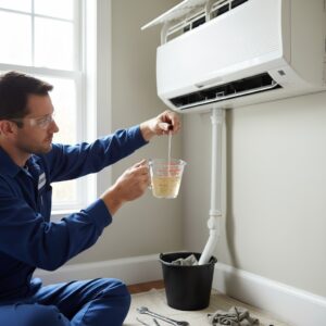 صب كوب خل مخفف في أنبوب التصريف